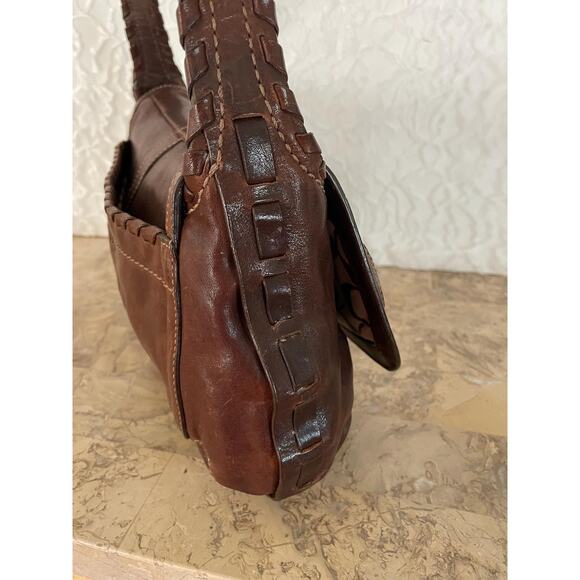 Coach Belted Ergo WhipStitch RARE Flap Shoulder Bag Brown Braided Hobo Handbag - Picture 4 of 10